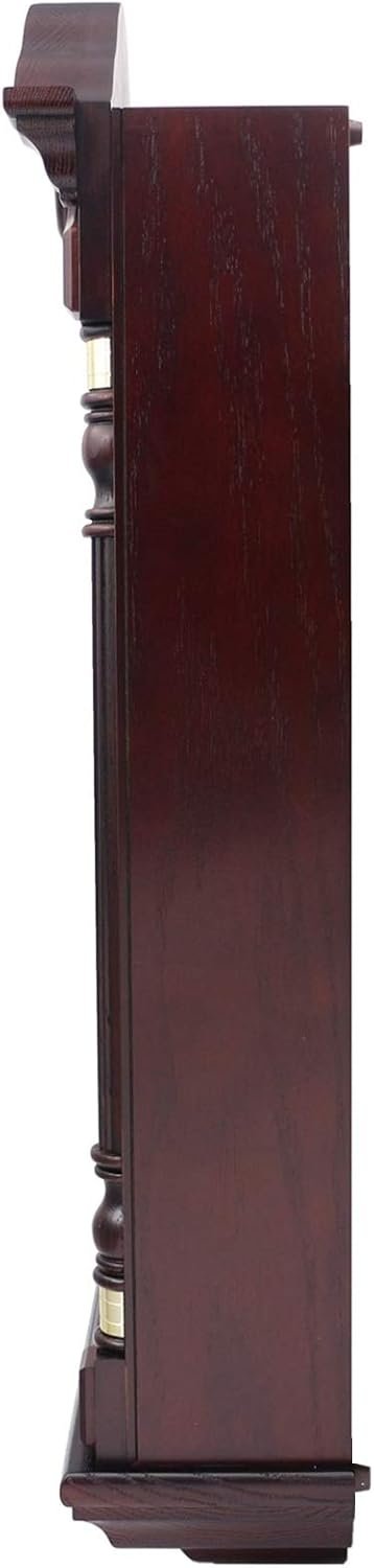 Stately Dark Brown Solid Oak Case Wall Clock with Pendulum and Chime - Image 2
