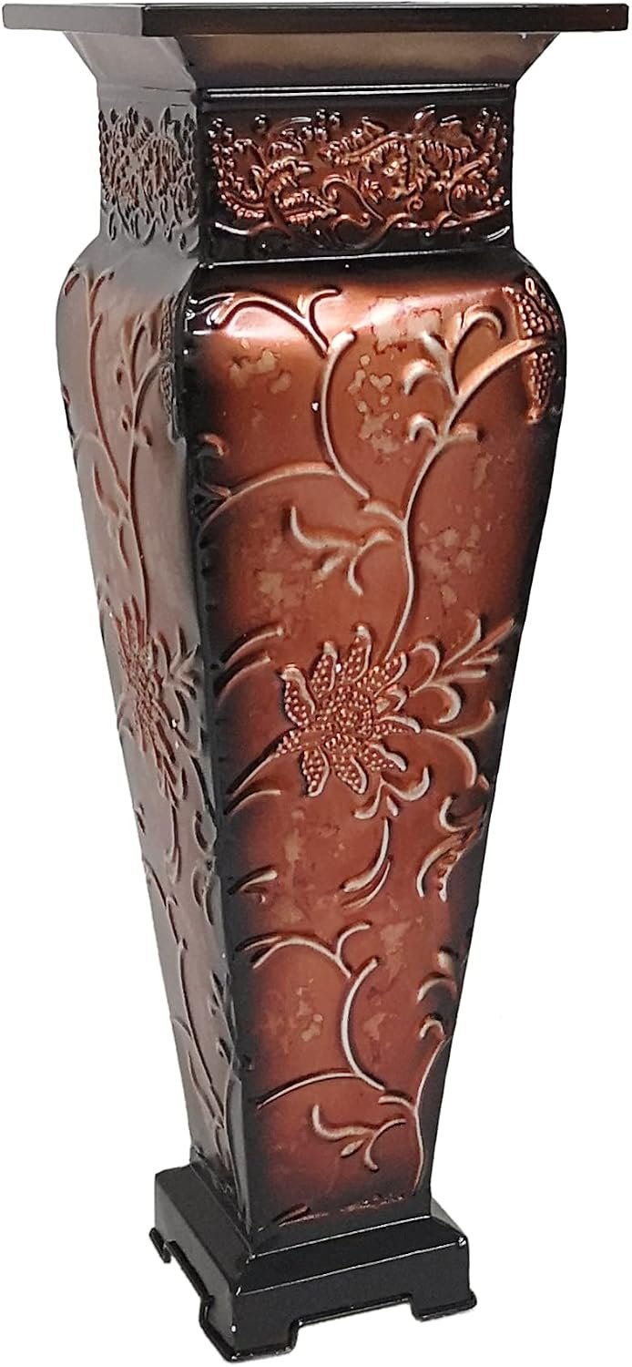 21.25 Inch Tall Embossed Red Floor Vase Striking Statement Piece for Home Décor Embrace Elegance