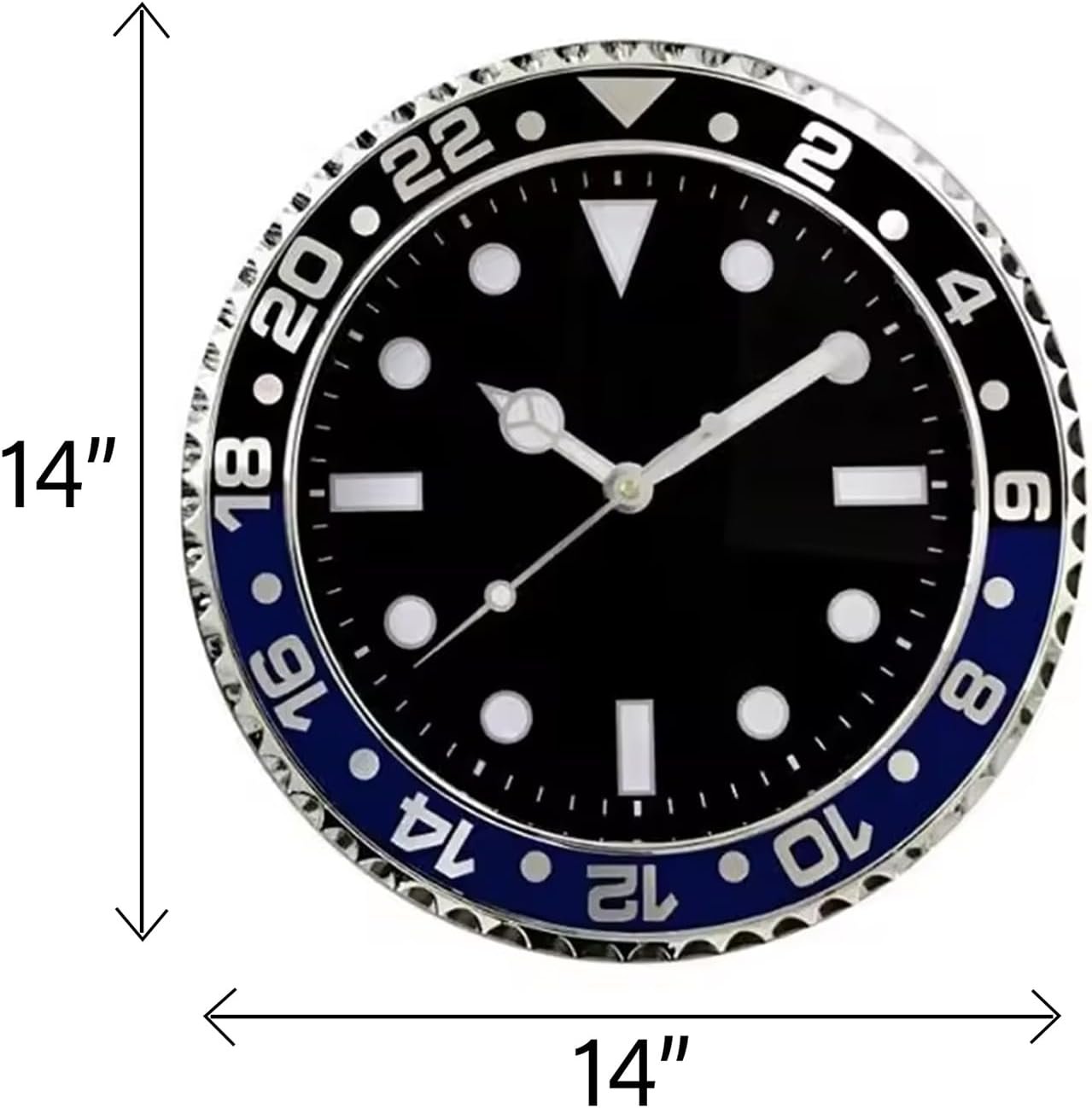 14 Inch Wall Clock for Bedroom, Modern Wall Clock, Decorative Wall Clock, Living Room Clock, Office Clock, Silent Wall Clock Non Ticking, Unique Wall Clock, Large Clock Wall Decor (Black & Blue) - Image 2
