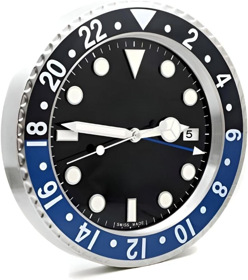 14 Inch Wall Clock for Bedroom, Modern Wall Clock, Decorative Wall Clock, Living Room Clock, Office Clock, Silent Wall Clock Non Ticking, Unique Wall Clock, Large Clock Wall Decor (Black & Blue)