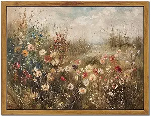 Vintage Framed Wall Art,Classic Landscape Canvas Print,8x10 Inch Farmhouse Decorative Painting,Rustic Home Decor,Ready to Hang for Living Room,Bedroom,Office