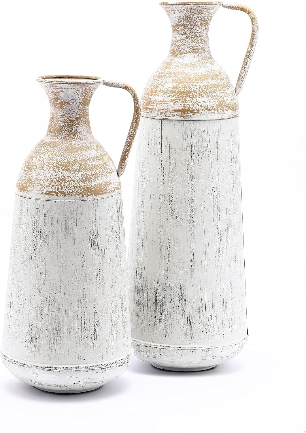 Tall Floor Vase, Tall Vase Decor Set of 2, Distressed Off White and Brown Rustic Floor Vase, Tall Vases for Floor, Large Floor Vases Decorative Tall, Large Decorative vases for Home Decor