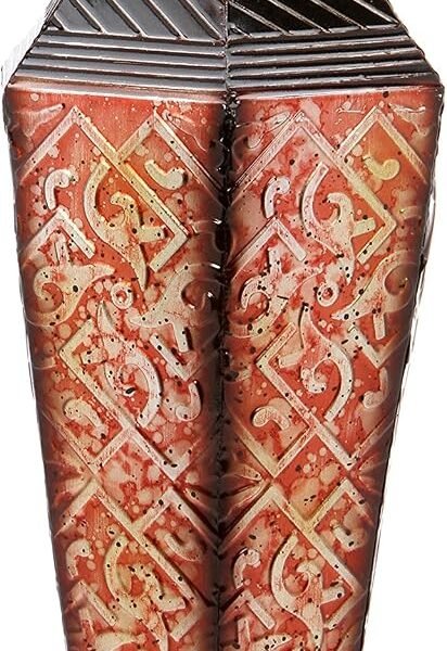 s Decorative Red Black Embossed Metal Tall Floor Vase 23.5 Inch High. Ideal Gift for Weddings Party Spa Reiki Meditation Settings P9