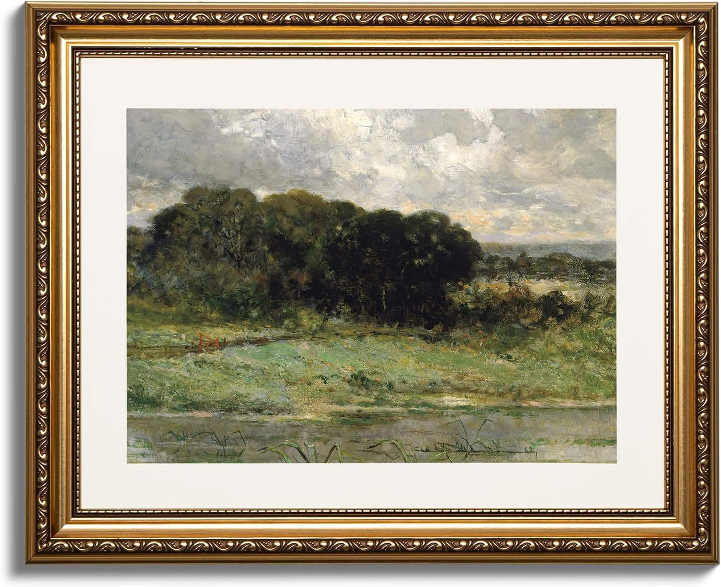 Vintage Gold Framed Wall Art, Swale Land Scenery Retro Paintings, Canvas Prints Artwork with Antique Frame, Wall Picture Decor for Room Gallery Living Room 13x16 inch