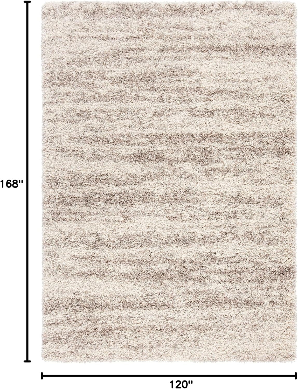 Area Rug - 10' x 14', Ivory & Beige, Modern Design, Non-Shedding & Easy Care, 2-inch Thick Ideal for High Traffic Areas in Living Room, Bedroom - Image 2