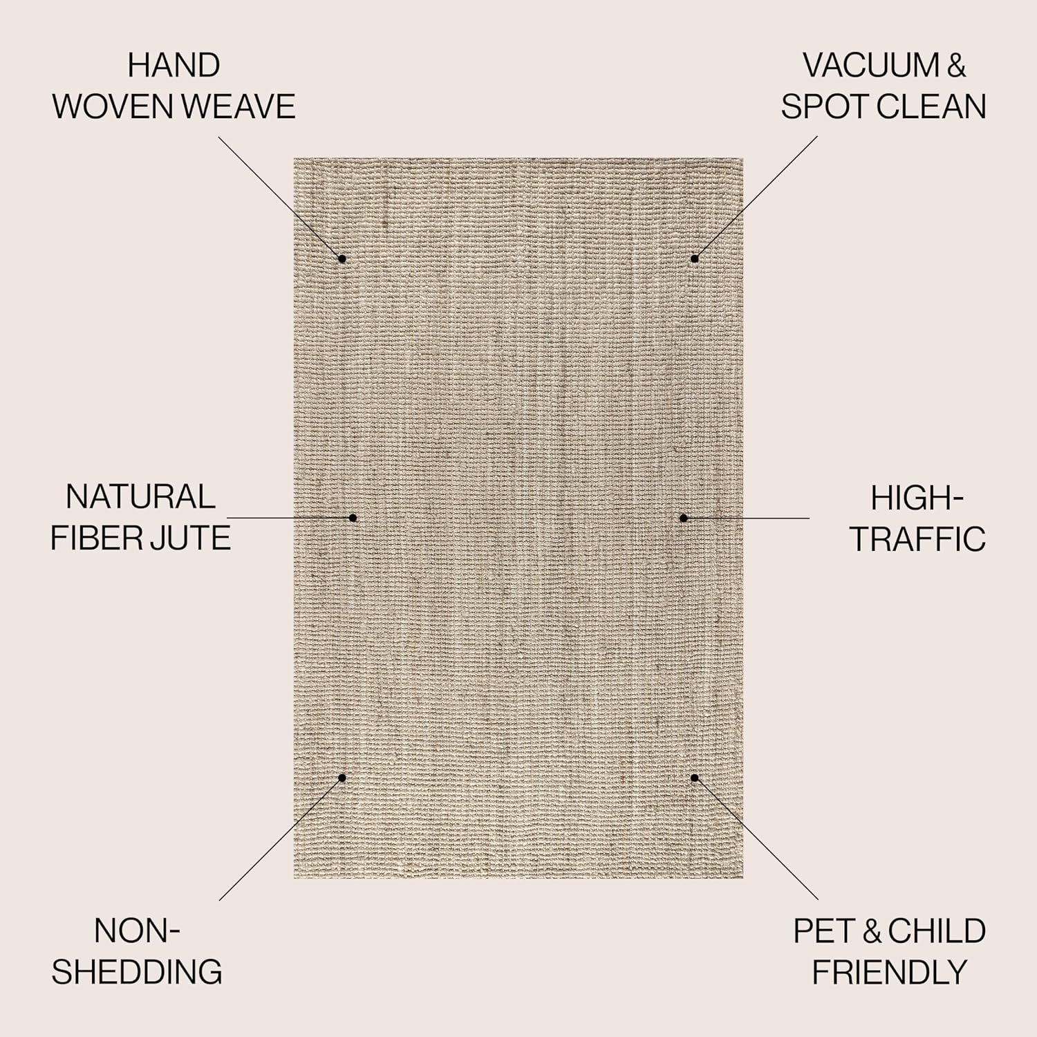 Hand Woven Chunky Jute Light Ivory 8 ft. x 10 ft. Area-Rug, Farmhouse, Easy-Cleaning, for Bedroom, Kitchen, Living Room, - Image 2