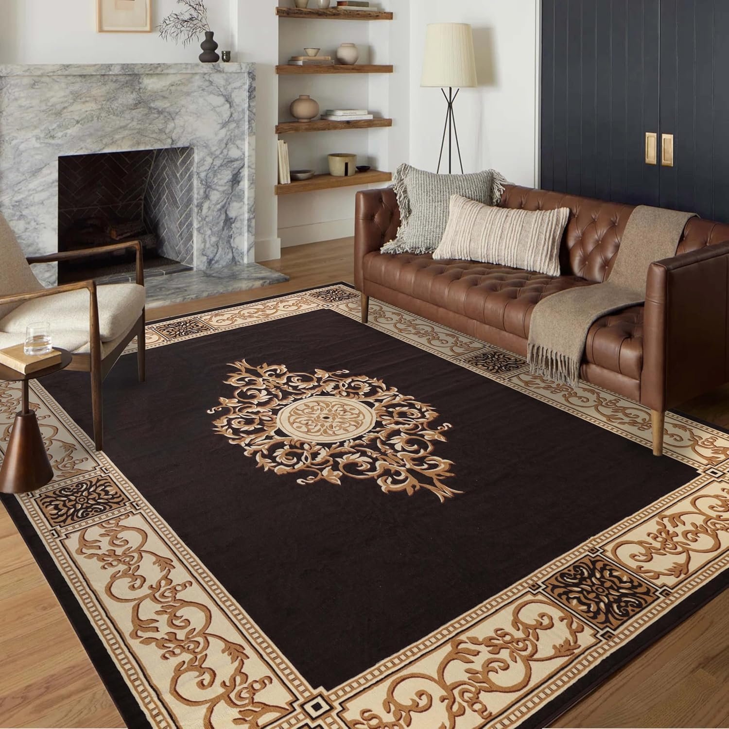 Indoor Area Rug, Plush Carpet Cover, Traditional Oriental , Perfect for Hallway, Entryay, Living, Dining, Bedroom, Office, Kitchen, Collection, 10' x 14', Coffee